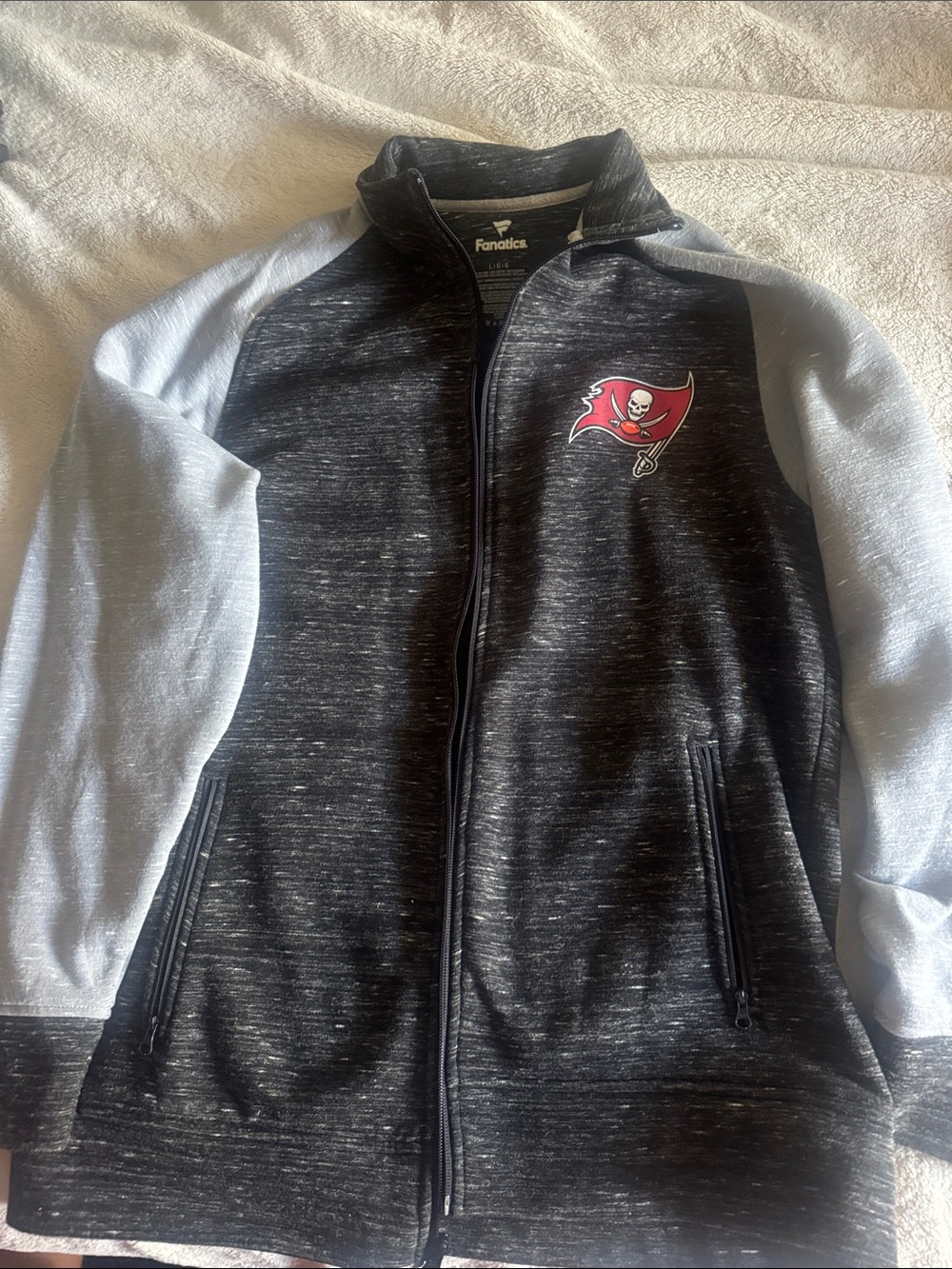 Fanatics Black Heather and Light Gray Tampa Bay Buccaneers Full-Zip Jacket